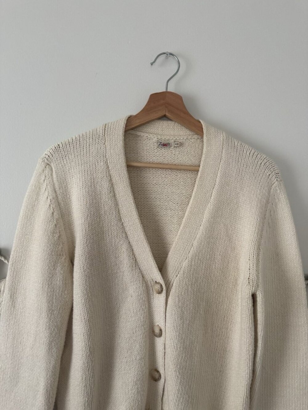 Faherty Cuddle Cardigan Raglan Sleeve Neutral Ivory Button Front Cottage Cozy M - Picture 4 of 10